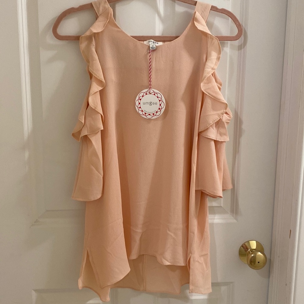 Umgee Cold Shoulder Ruffled Blouse